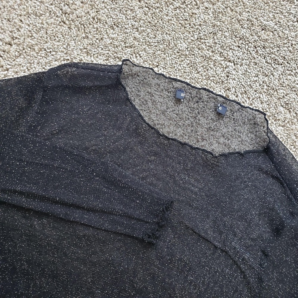 Brandy Melville Top Womens One Size‎ Black Sheer Lightweight Glitter Metallic